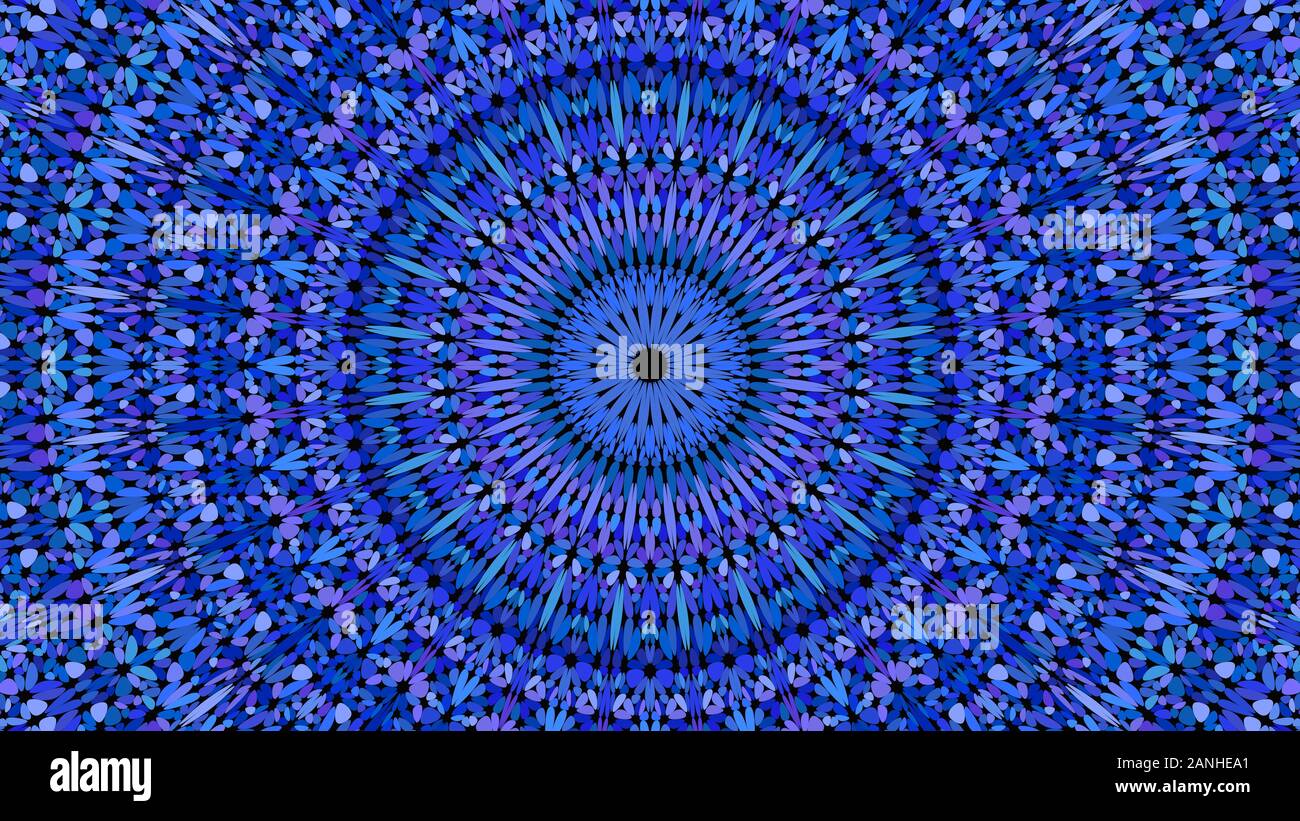 Fiore blu mosaico mandala - sfondo astratto vettore geometrico ornamento grafico di sfondo Illustrazione Vettoriale