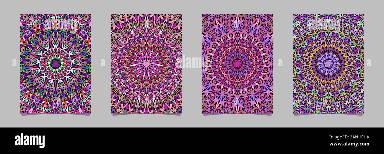 Abstract colorato giardino botanico mandala scheda Modello di background design set - vettore etnici modello illustrazioni Illustrazione Vettoriale