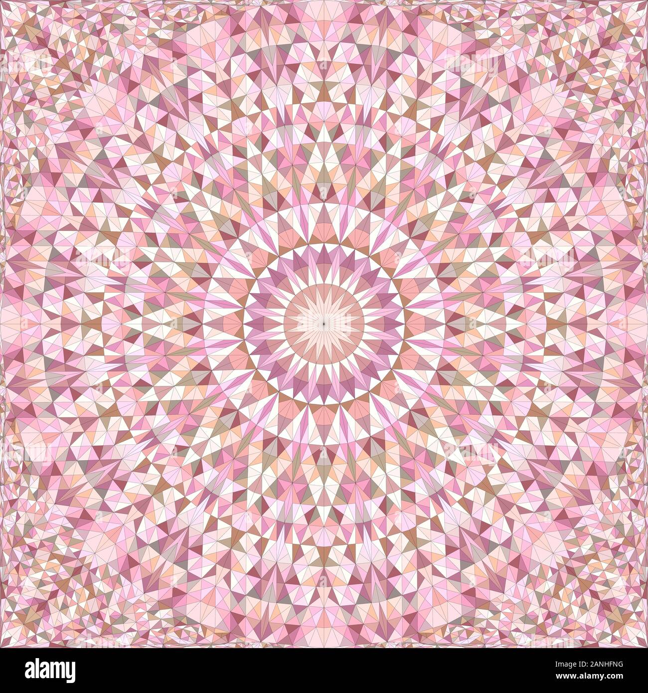 Rosa caleidoscopio di ripetizione pattern di sfondo - abstract vettore etnica mandala sfondo grafico da triangoli Illustrazione Vettoriale