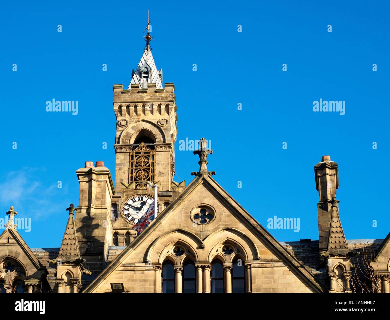 La 200 ft stile toscano torre del campanile a Bradford City Hall Bradford West Yorkshire Inghilterra Foto Stock