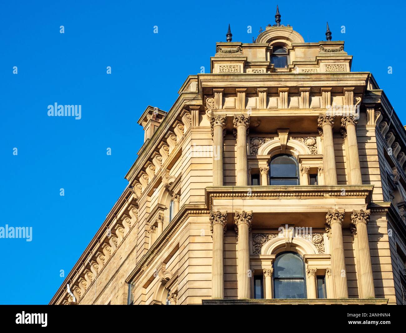 Diritto vittoriano Russell edificio magazzino su Vicar Lane in piccola Germania Bradford West Yorkshire Inghilterra Foto Stock