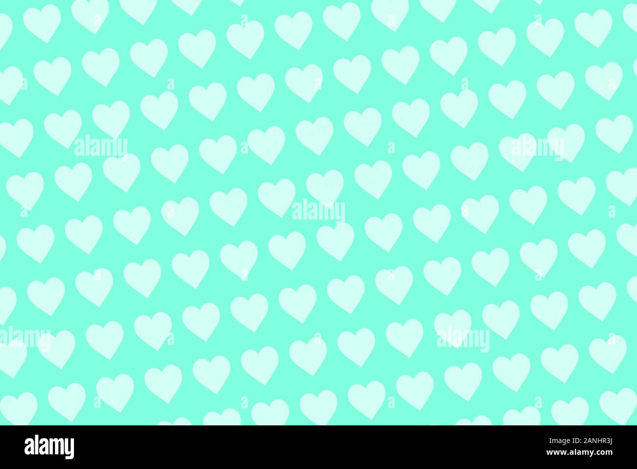 Buon San Valentino sfondo. Soft Aqua Menthe con cuori bianco Foto Stock