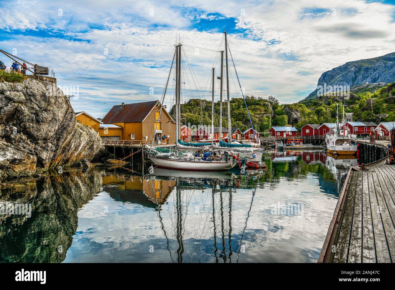 La Norvegia. Norvegia. Isole Lofoten. Villaggio di Pescatori di Nusfjord Foto Stock