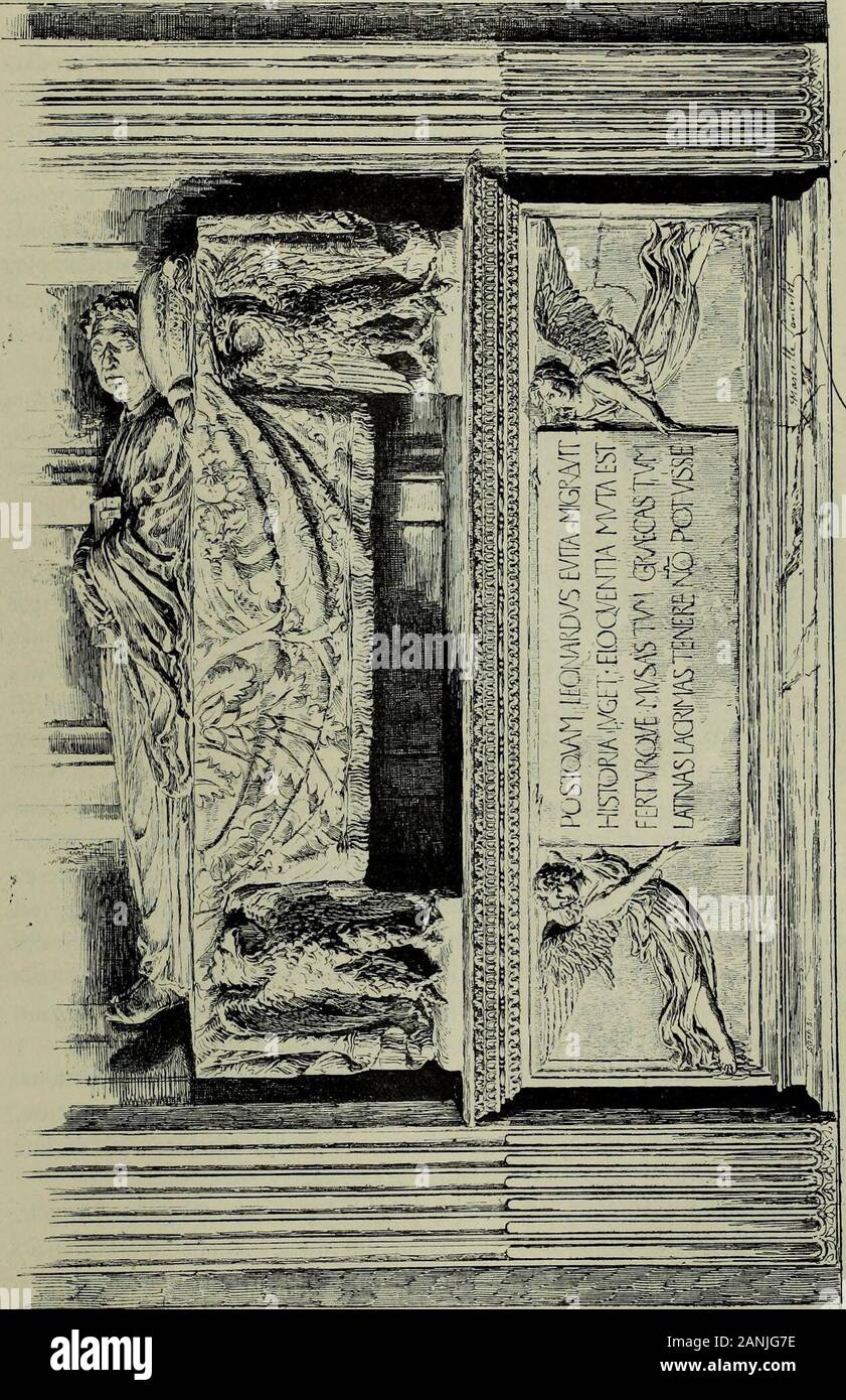 Histoire de l'arte pendant la Renaissance . de la Bcala Villana, par B. Rosbellino. (Église Santa Maria Novella à llorence.) est représenté étendu sous baldaquin onu, dont deux anges, aux gestes onu vifs peutrop, écartent les extrémités. Antonio Rossellino, le frère de Bernardo, naquit à Firenze en 1427; il ymourut vers 1479. S-i biographie noffre aucun trait saillant : son oeuvre, voilàla préoccupation de sa vie. Il semble avoir peu voyagé, car ceux de ses ouvragesque lon voit à Napoli, par esempio parfaitement peuvent avoir été exécutés àFlorence môme, ainsi que cela eut lieu pour les mausolée Foto Stock