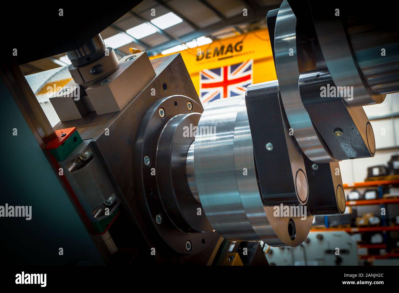 Ingegneria britannica, apparecchiature meccaniche prodotte nel Regno Unito. Union Jack Foto Stock
