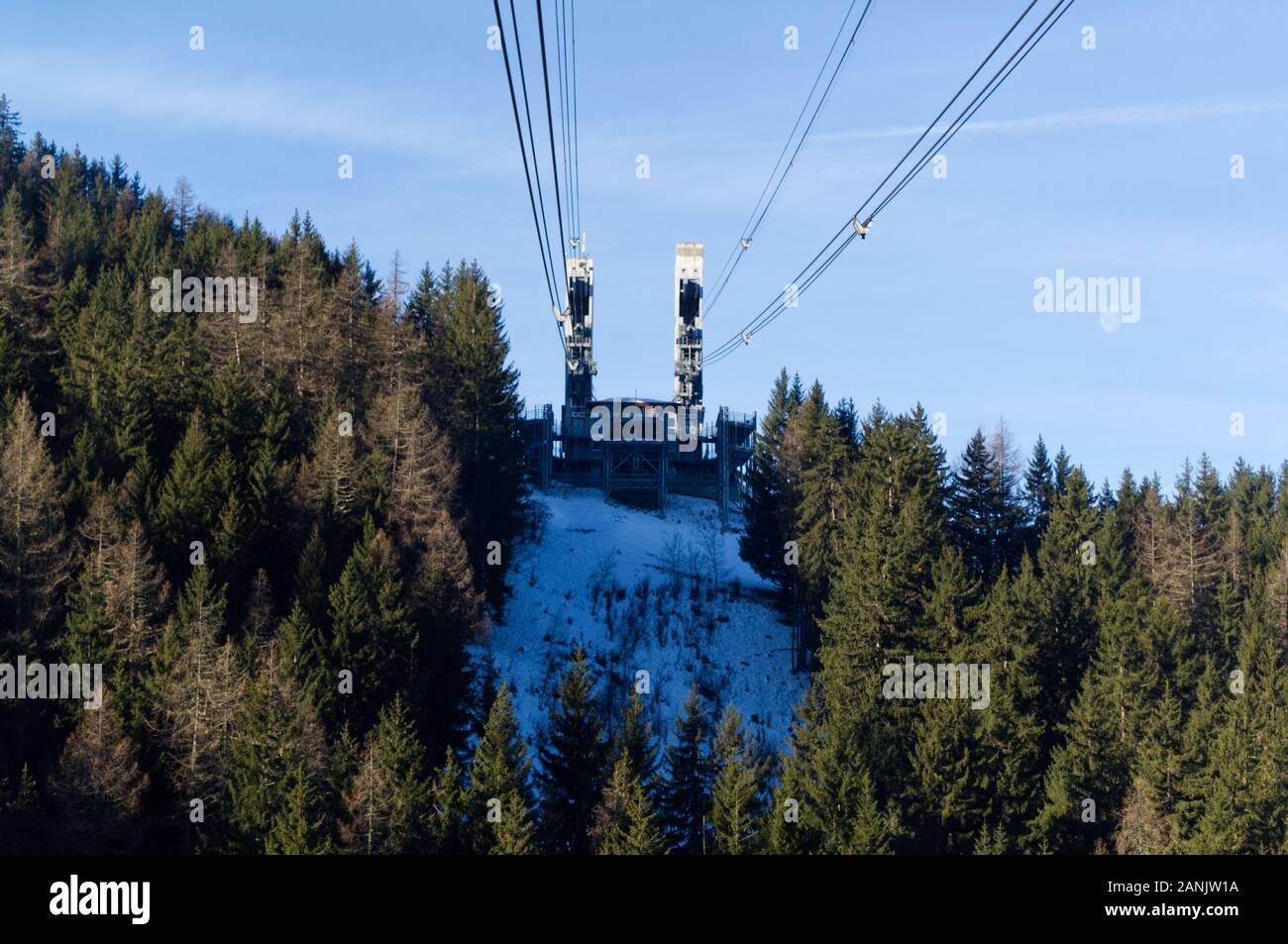 La stazione della funivia della Vanoise Express su La Plagne / Montchavin lato, Francia. Foto Stock