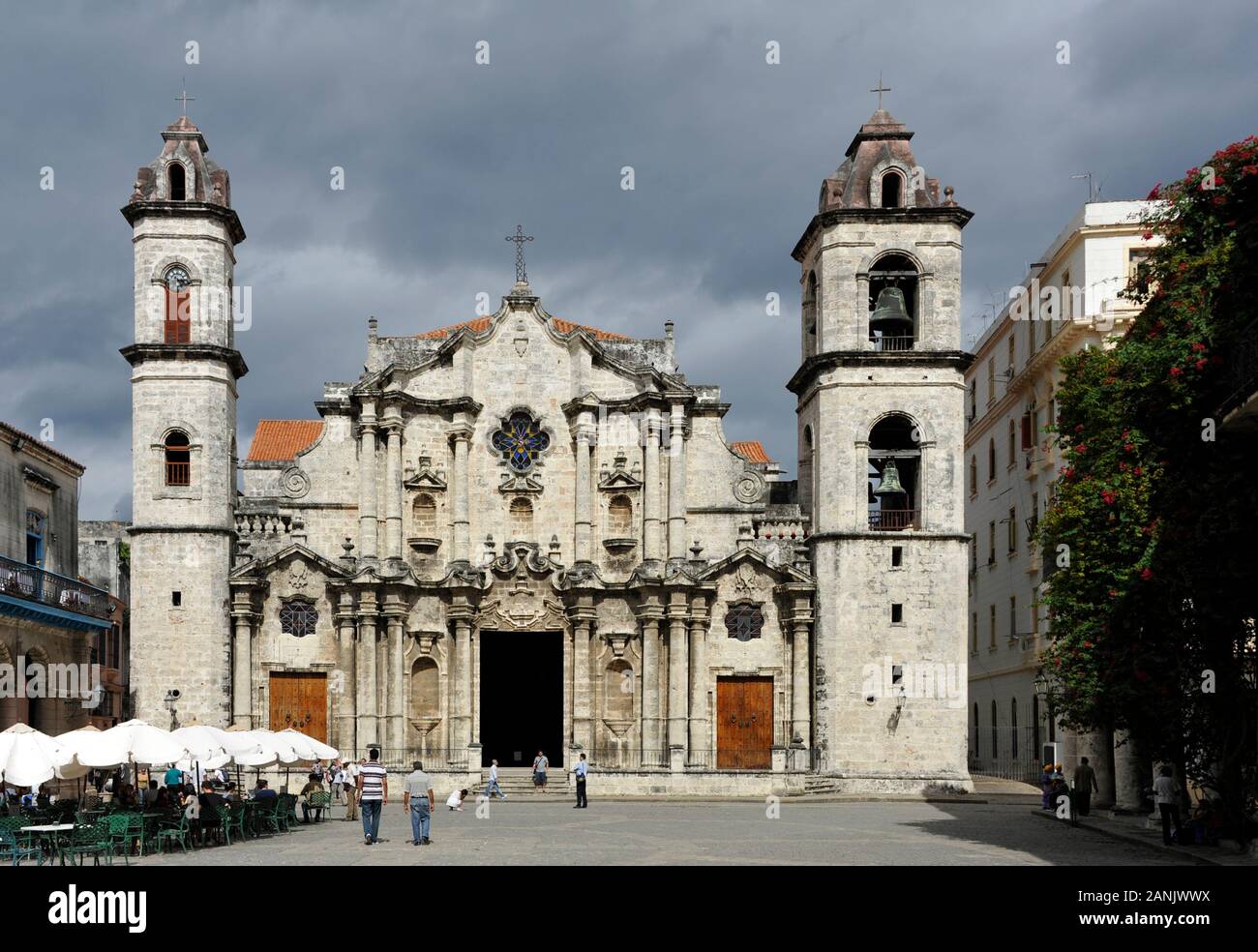 Havanna, Kathedrale San Cristobal. Fassade der barocken Kathedrale von 1782. La cattedrale di San Cristobal, La Habana, Cuba |Kathedrale San Cristobal, Havan Foto Stock