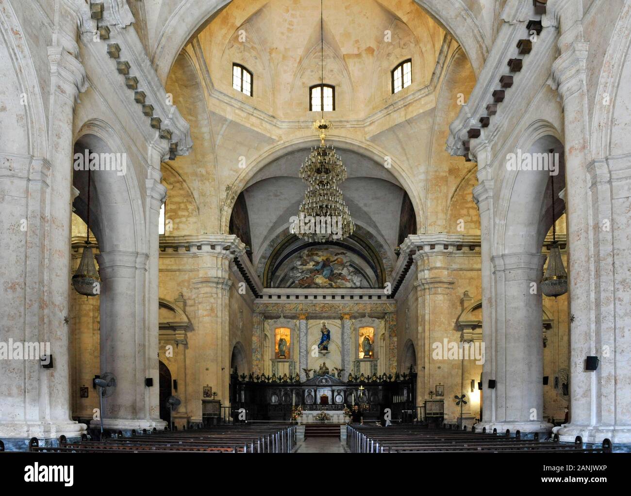 Havanna, Kathedrale San Cristobal. Innenraum der barocken Kathedrale von 1782. La cattedrale di San Cristobal, La Habana, Cuba |Kathedrale San Cristobal, HAV Foto Stock