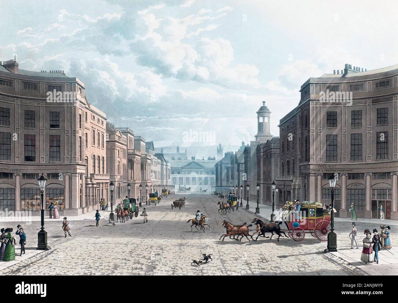 Regent Street da Piccadilly. Londra, Inghilterra. Dopo una incisione pubblicato nel 1822. Foto Stock