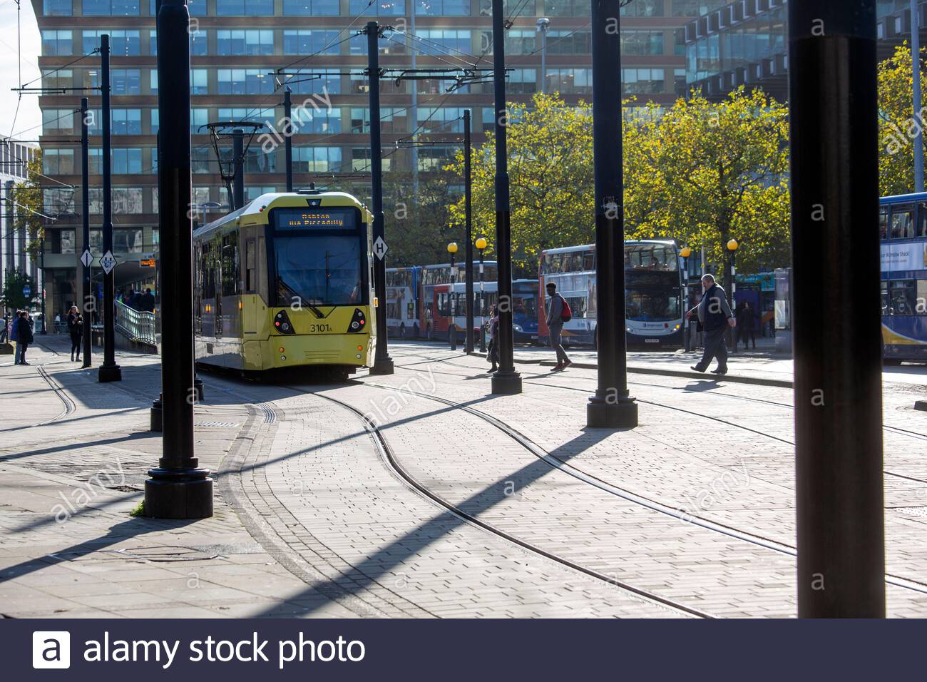 Piccadilly Gardens nel centro di Manchester Foto Stock