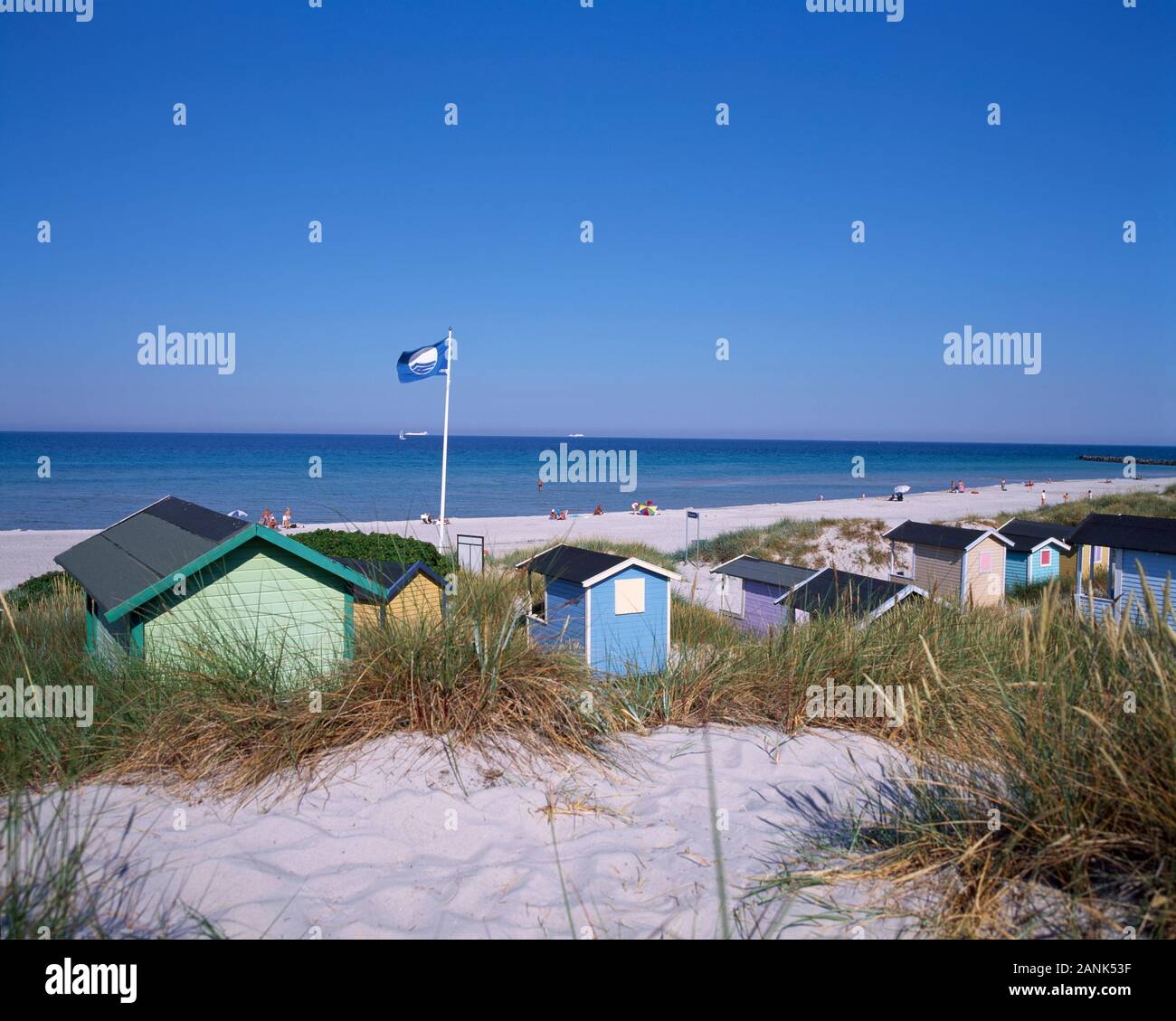 Spiaggia di capanne in dune di Skanör, Skane, Schonen, Svezia, Scandinavia, Europa Foto Stock