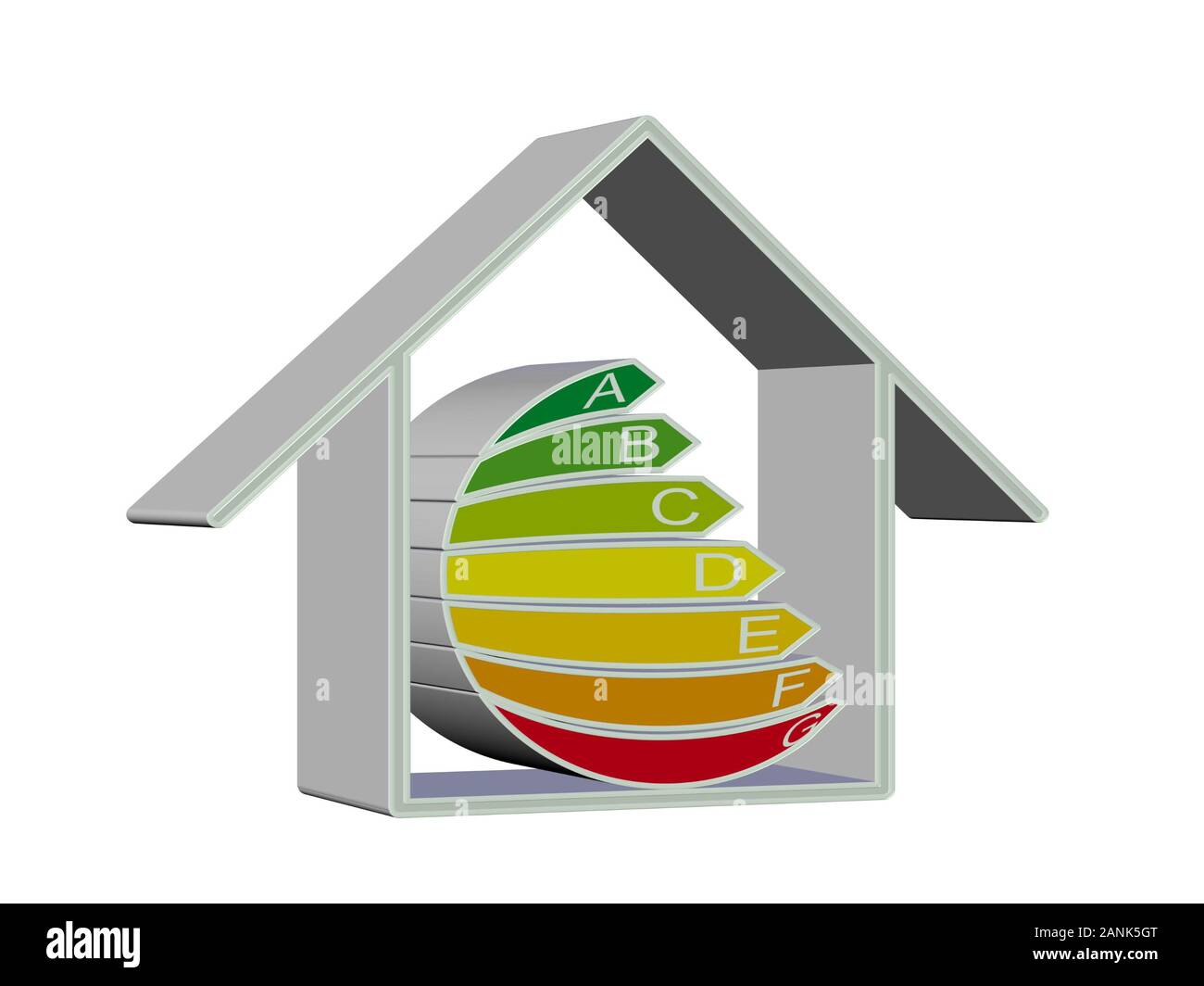 Risparmio energetico casa, rappresentazione simbolica, 3D illustrazione Foto Stock