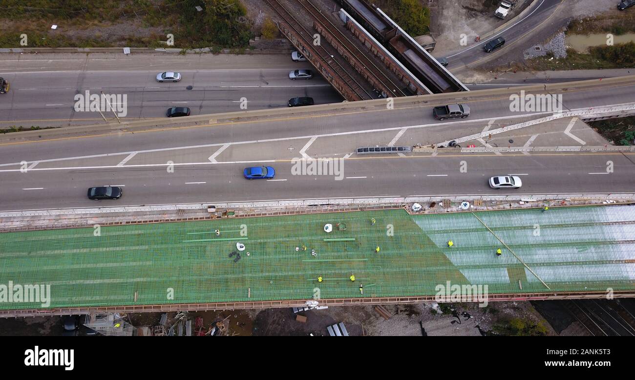 Antenna fuco I-75 interstate costruzione di ponti Cincinnati in Ohio Foto Stock