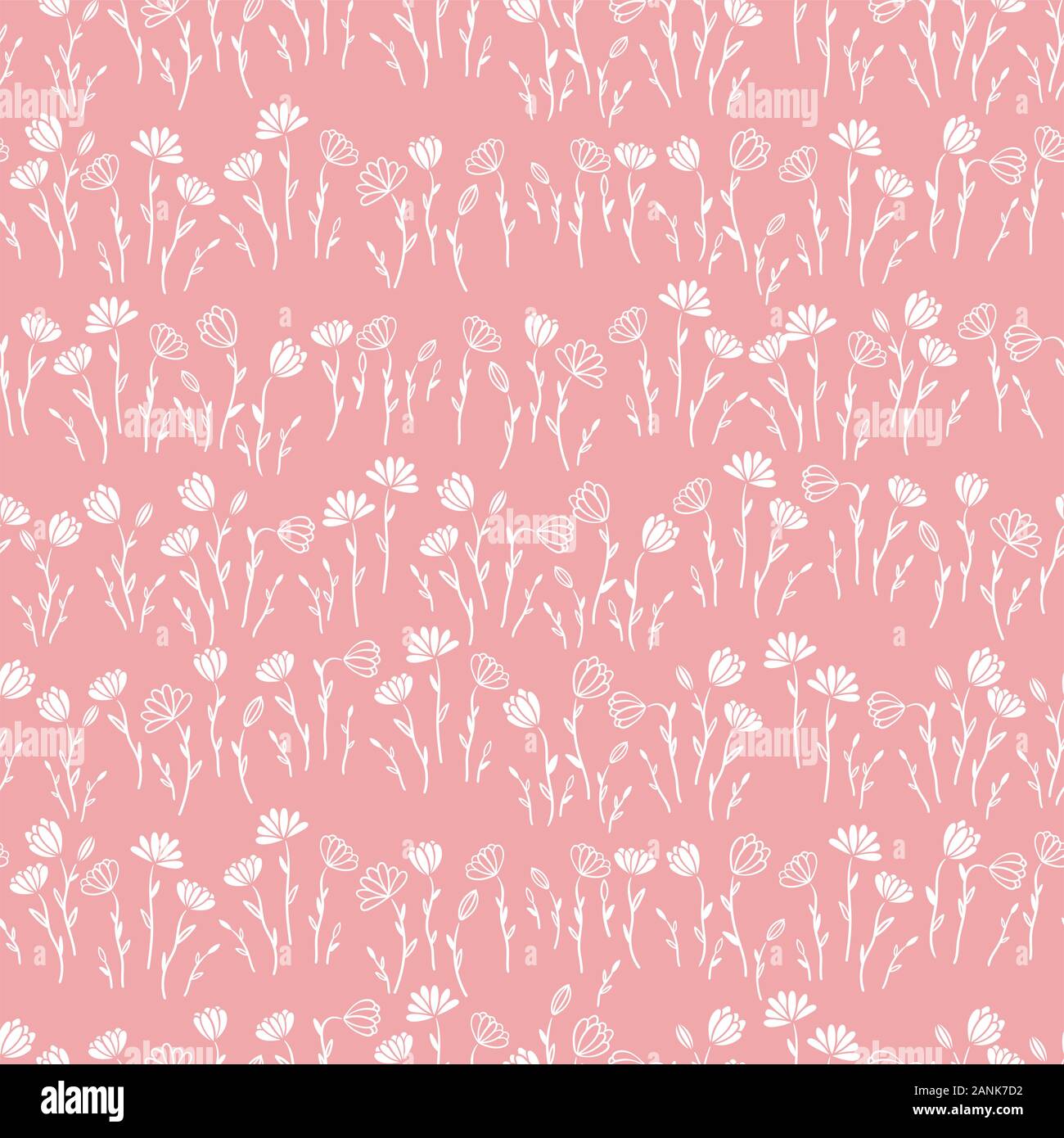 Carino disegnato a mano prato seamless pattern, doodle sfondo floreale, ottimo per i prodotti tessili, banner, sfondi, confezionamento - disegno vettoriale Foto Stock