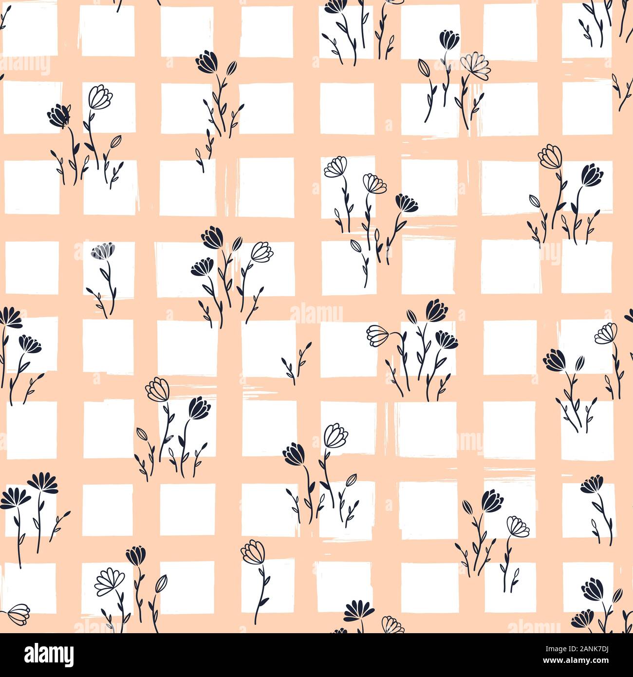 Carino disegnato a mano prato seamless pattern, doodle sfondo floreale, ottimo per i prodotti tessili, banner, sfondi, confezionamento - disegno vettoriale Foto Stock