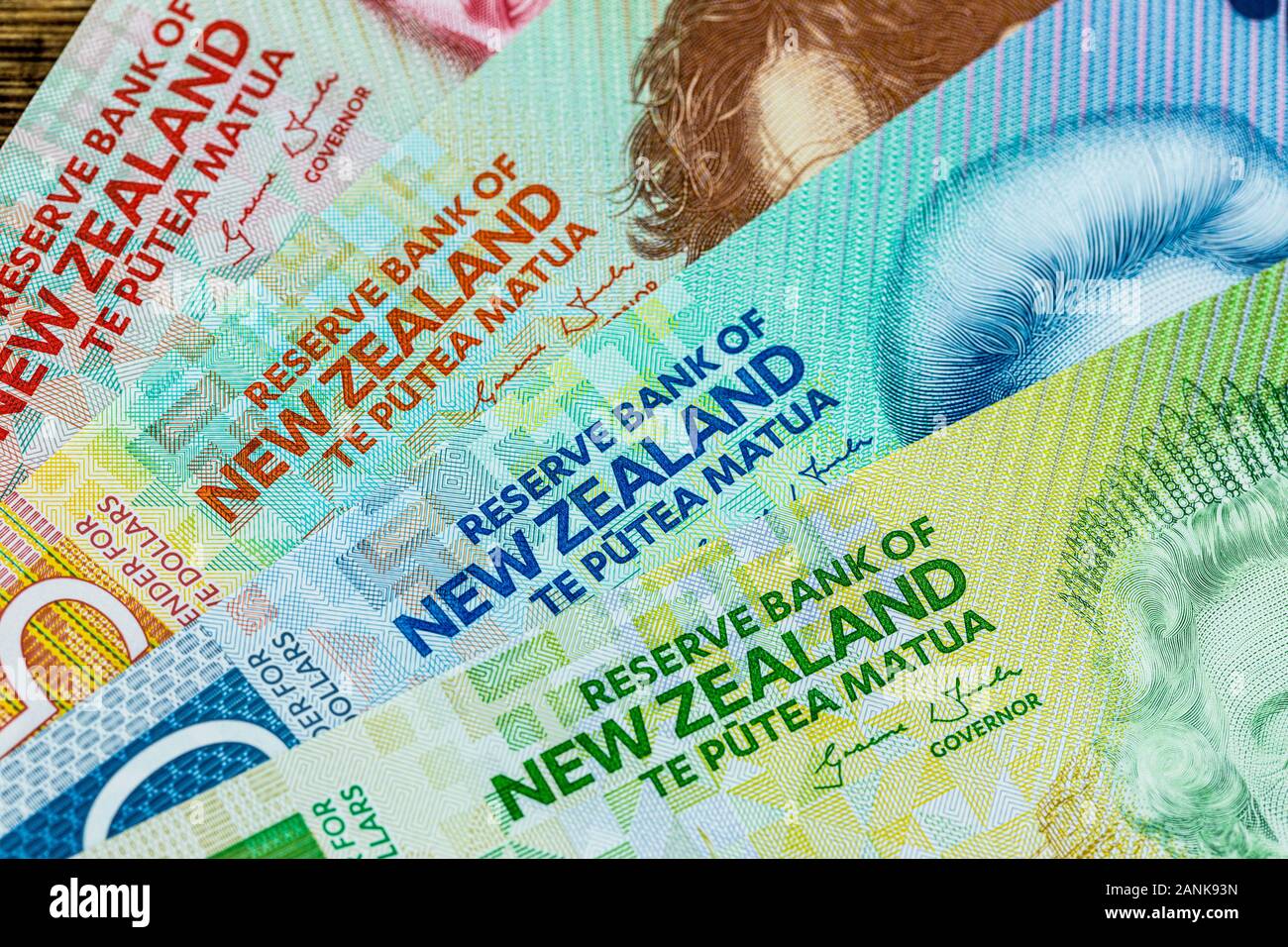 Dollaro neozelandese banconote di carta Foto Stock