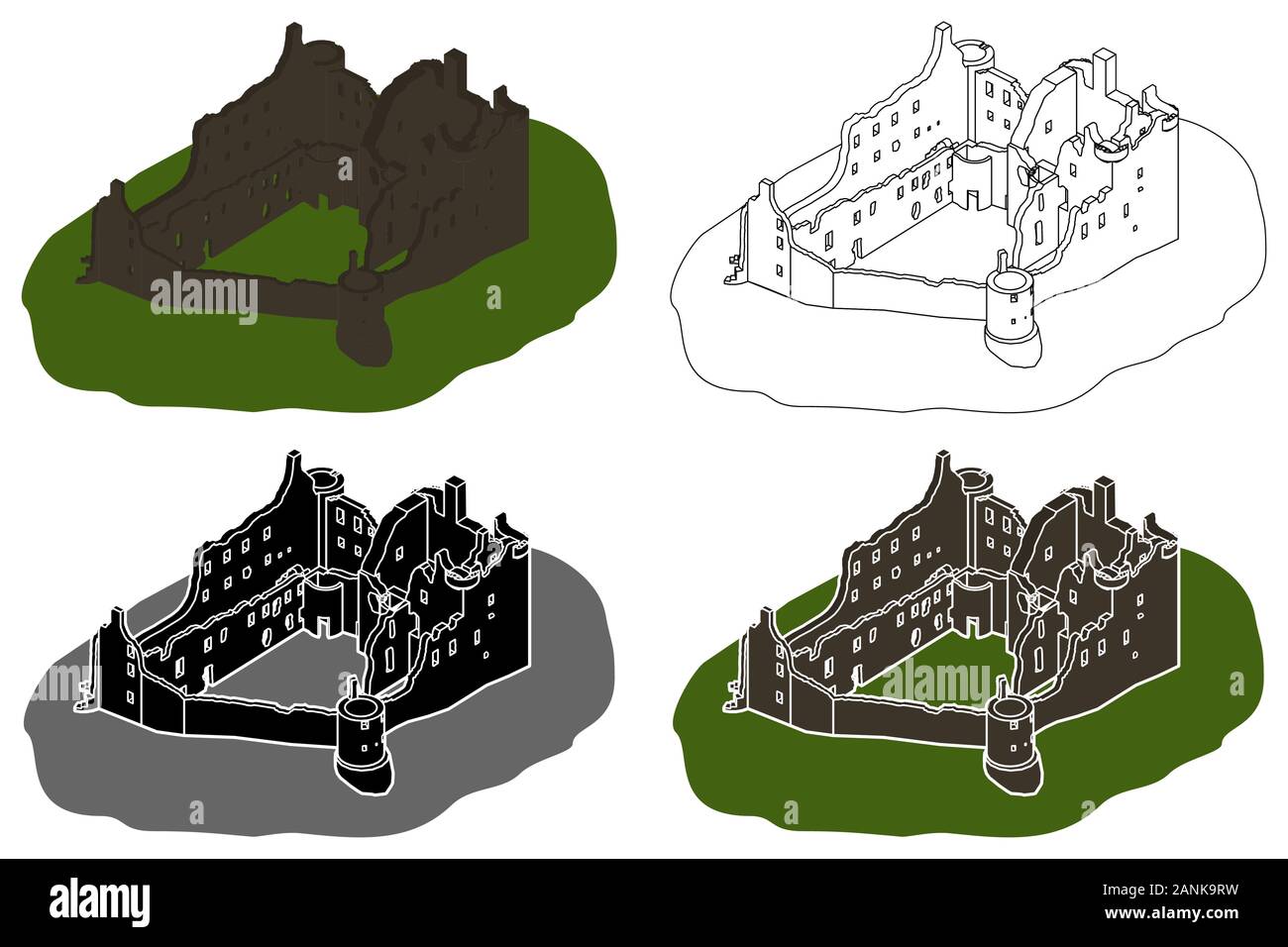 Kilchurn Castle in vista prospettica Illustrazione Vettoriale