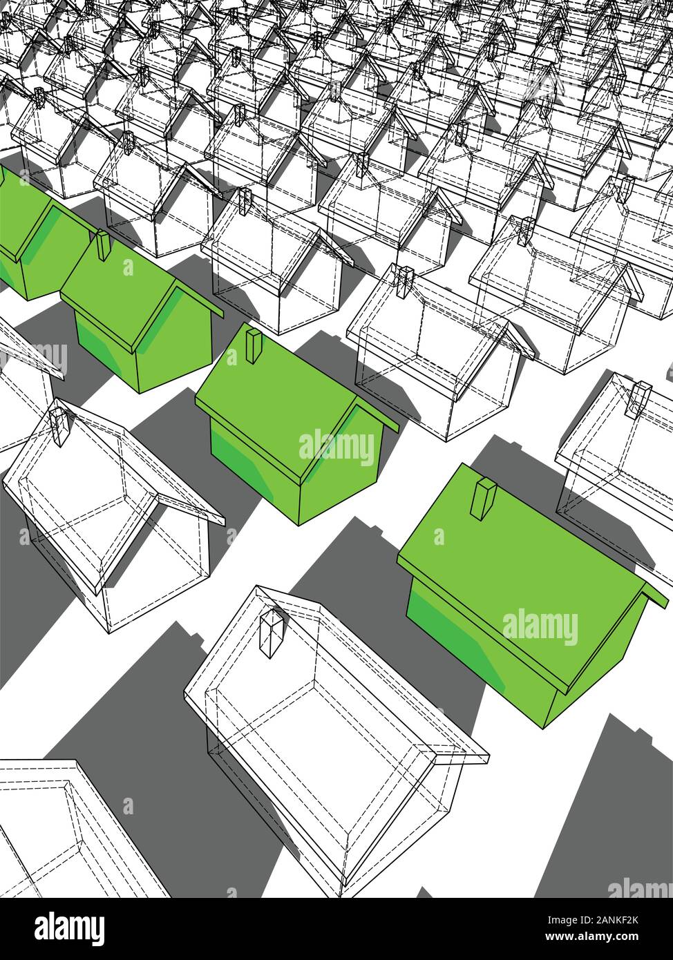Green case ecologiche in piedi fuori da altri Illustrazione Vettoriale