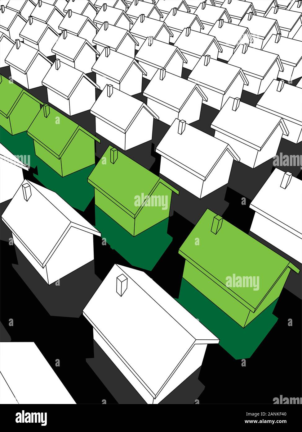 Green case ecologiche in piedi fuori da altri Illustrazione Vettoriale