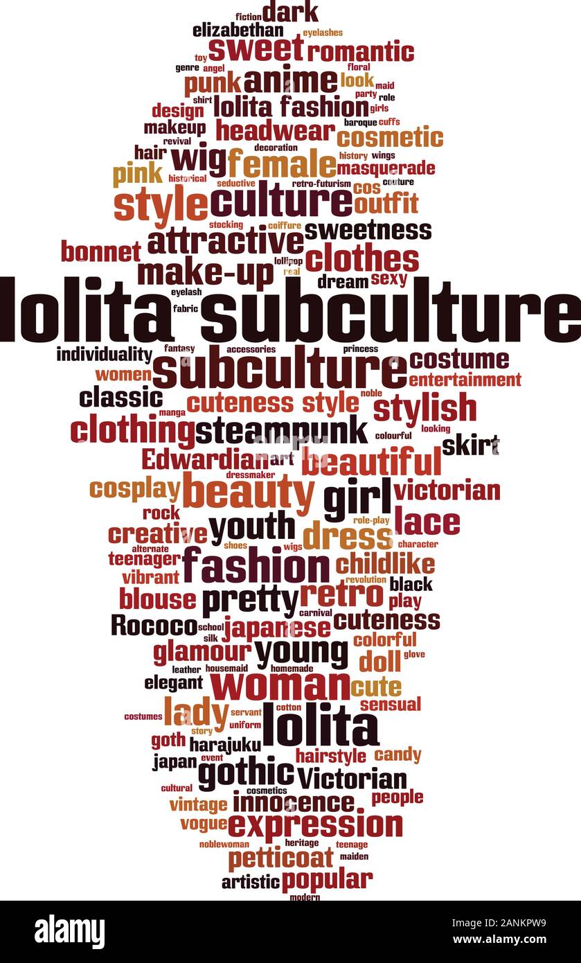 Lolita subculture parola cloud concetto. Collage fatto di parole sulla  sottocultura di Lolita. Illustrazione del vettore Immagine e Vettoriale -  Alamy