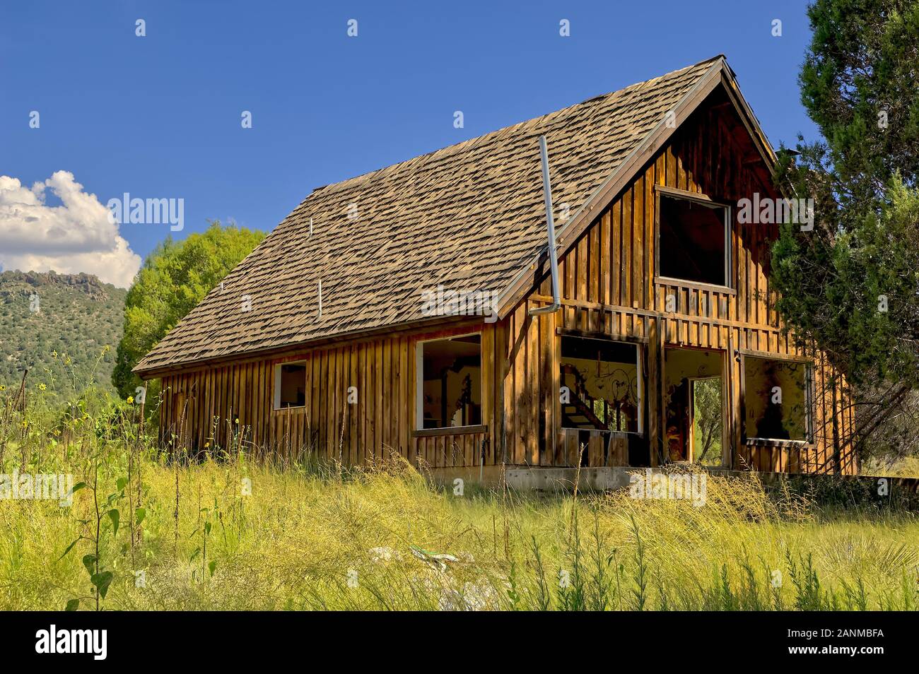 Abbandonati i resti di un antico lago resort lungo US60 in Arizona una volta noto come lago Seneca. Foto Stock