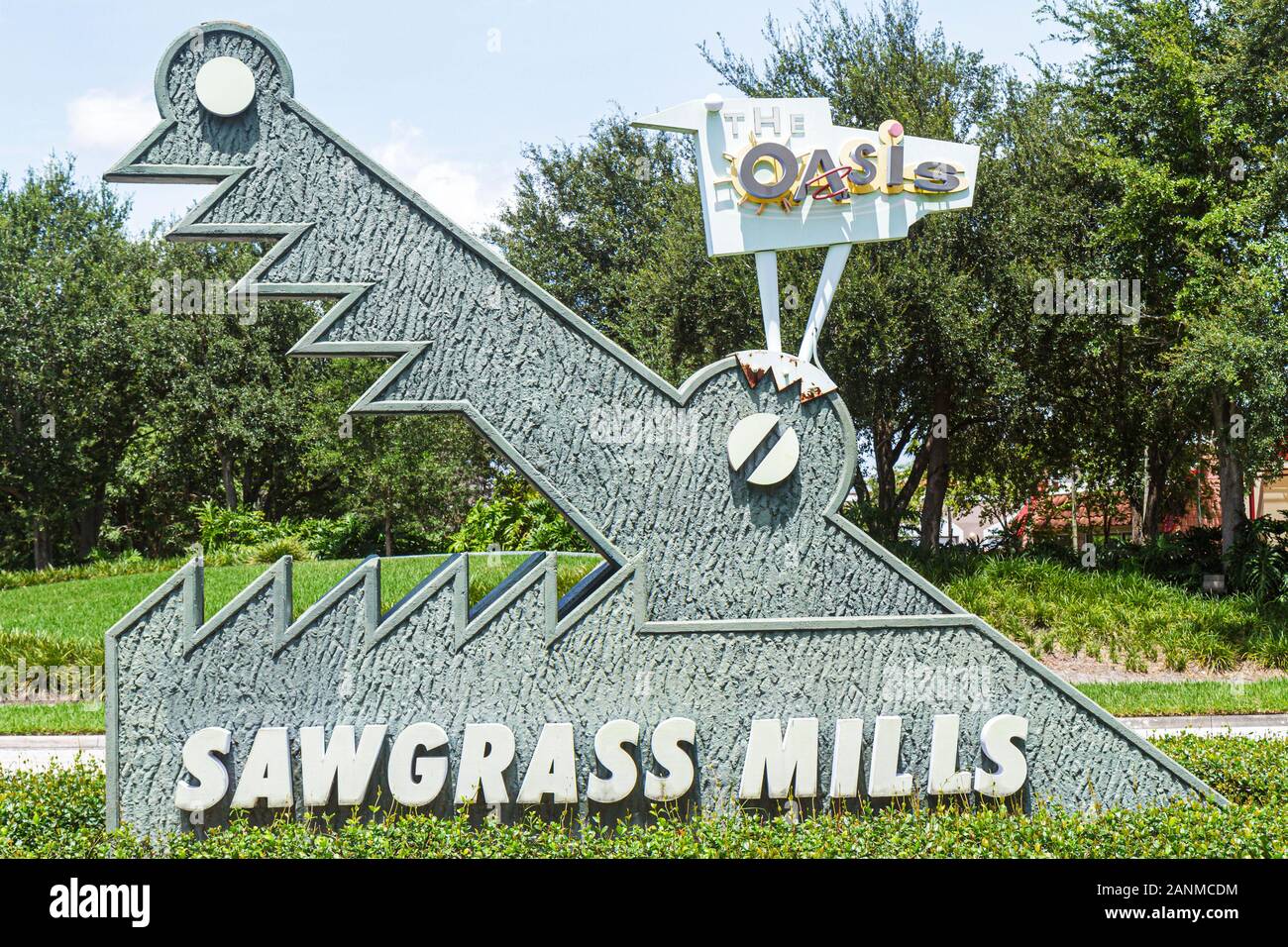 Fort ft. Lauderdale Florida, Sunrise, Sawgrass Mills Mall, ingresso, fronte, cartello, alligatore, FL100815090 Foto Stock