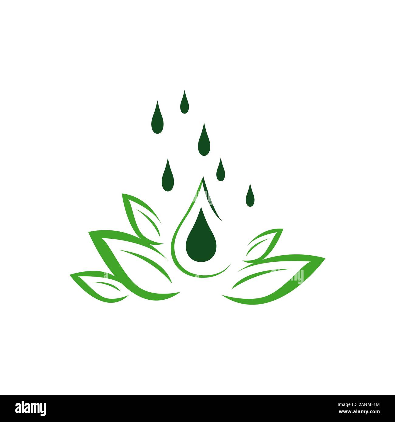 Naturale di olio alle erbe logo design con pianta crescente e caduta di olio simbolo illustrazione vettoriale Illustrazione Vettoriale