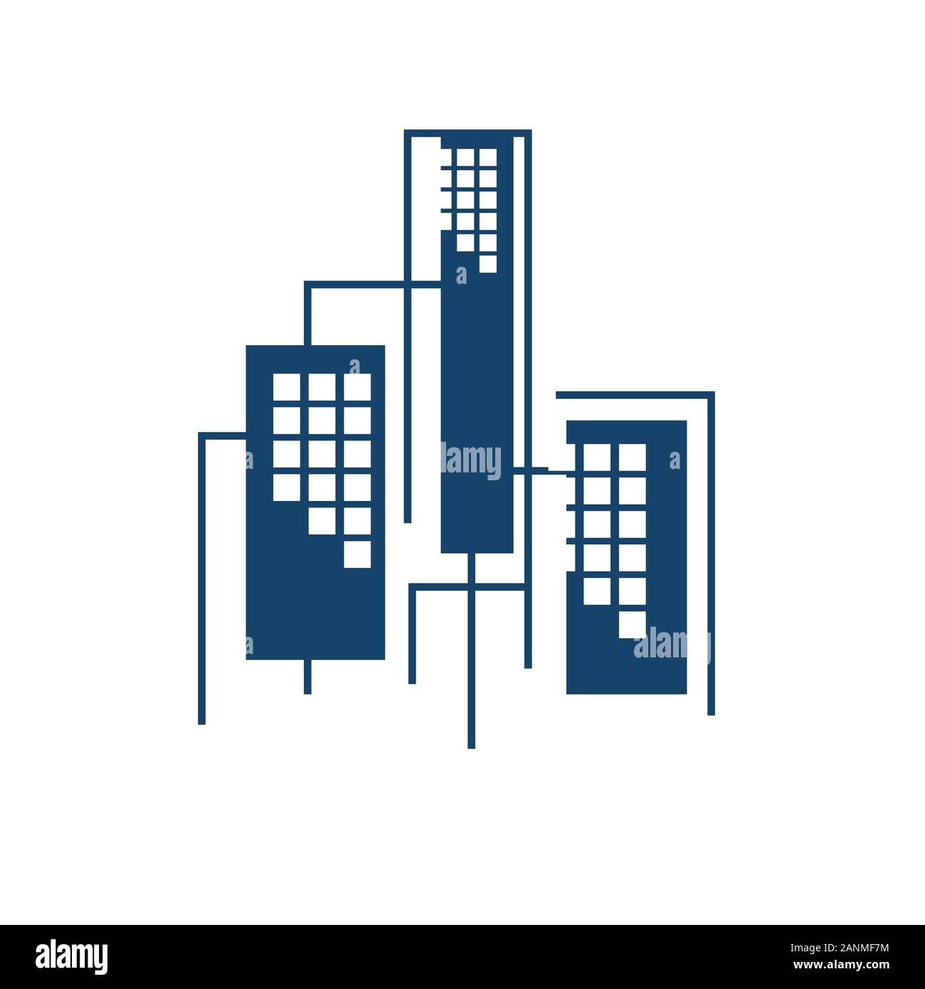 Nuove vivaci immobiliare edificio skyline logo design grafica vettoriale in stile moderno Illustrazione Vettoriale