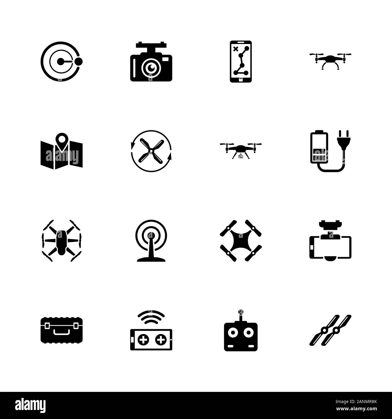 Drone icone - Espandere in qualsiasi dimensione - modifica a qualsiasi colore. Piatto icone vettoriali - Illustrazione nero su sfondo bianco. Illustrazione Vettoriale