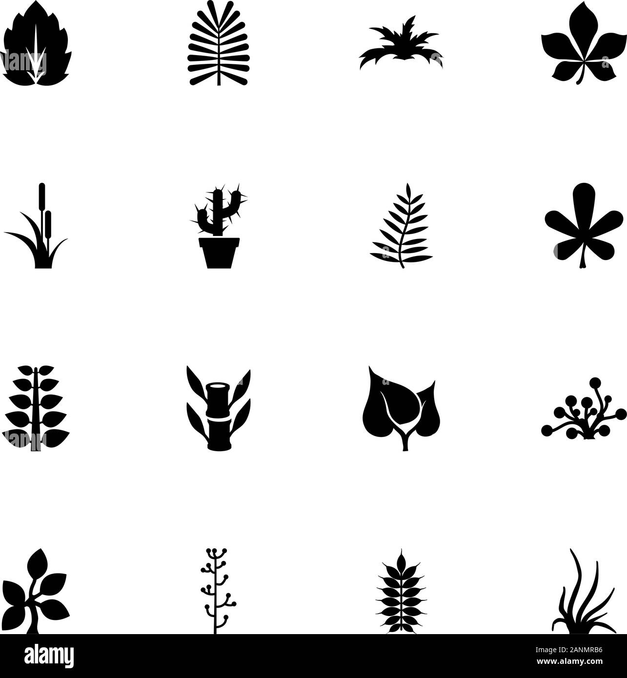 Icone di piante - Espandere in qualsiasi dimensione - modifica a qualsiasi colore. Piatto icone vettoriali - Illustrazione nero su sfondo bianco. Illustrazione Vettoriale