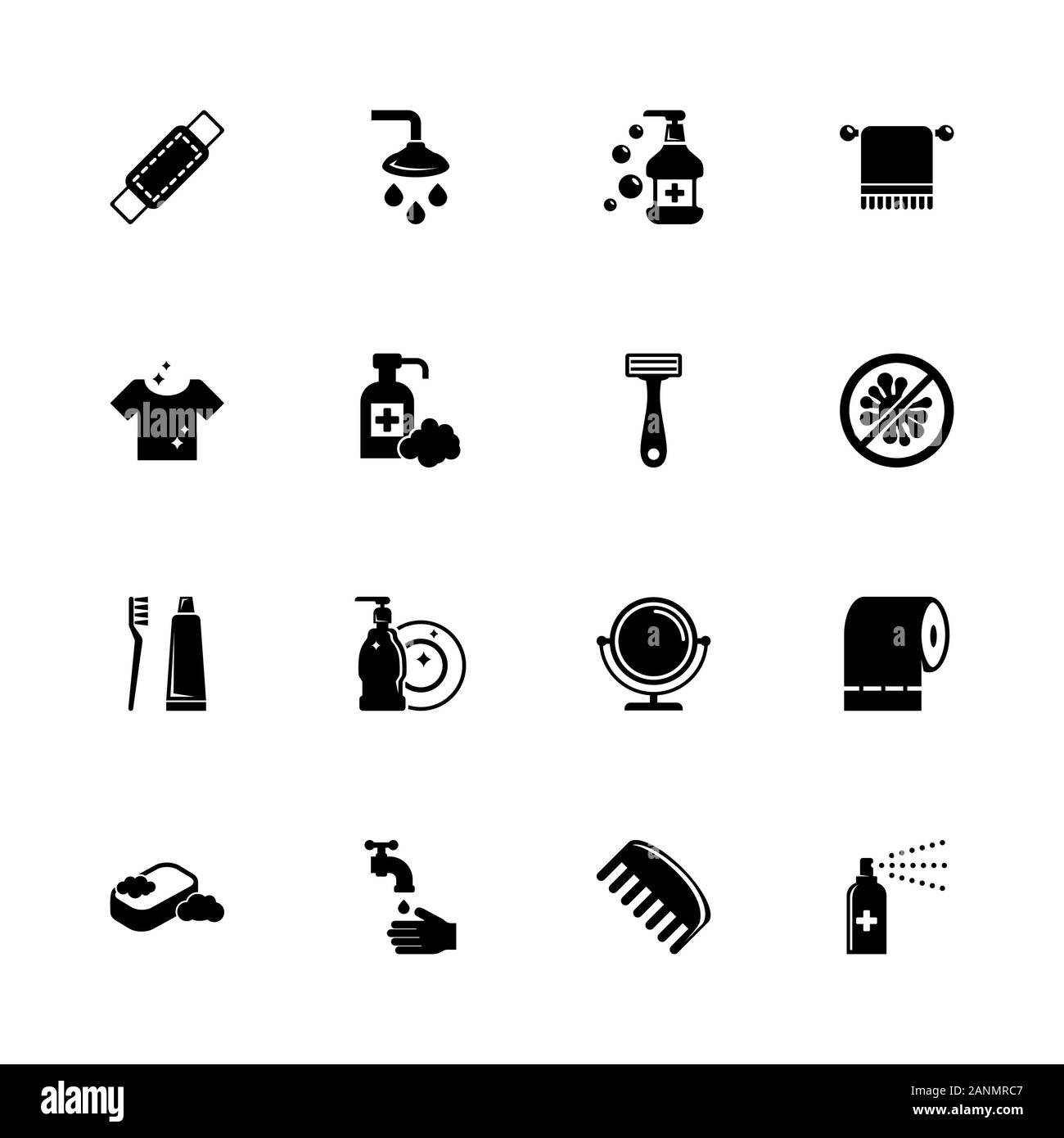 Igiene lotta icone - Espandere in qualsiasi dimensione - modifica a qualsiasi colore. Piatto icone vettoriali - Illustrazione nero su sfondo bianco. Illustrazione Vettoriale