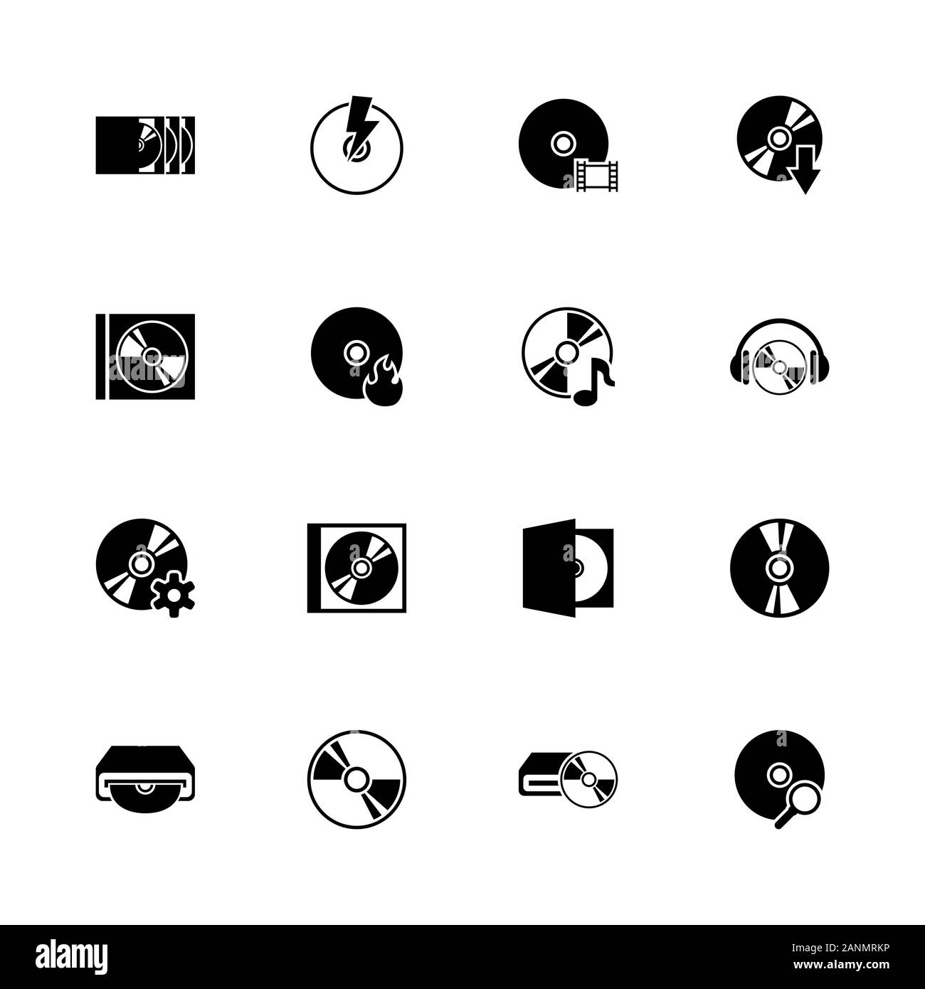 Il Compact Disk icone - Espandere in qualsiasi dimensione - modifica a qualsiasi colore. Piatto icone vettoriali - Illustrazione nero su sfondo bianco. Illustrazione Vettoriale