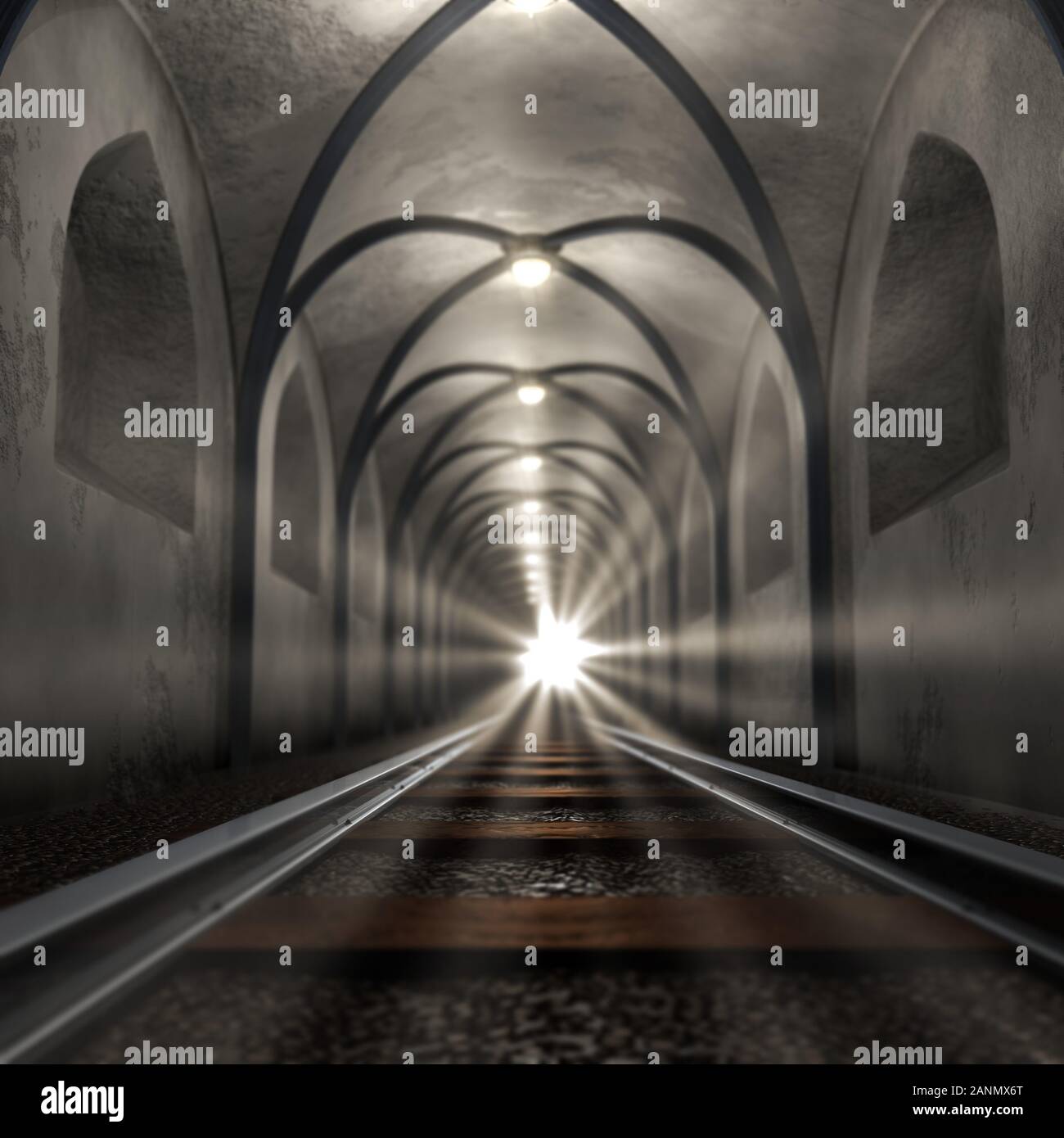 Tunnel, illustrazione Gregor von Hartmann, Licht am Ende des Tunnels - Tunnel Foto Stock