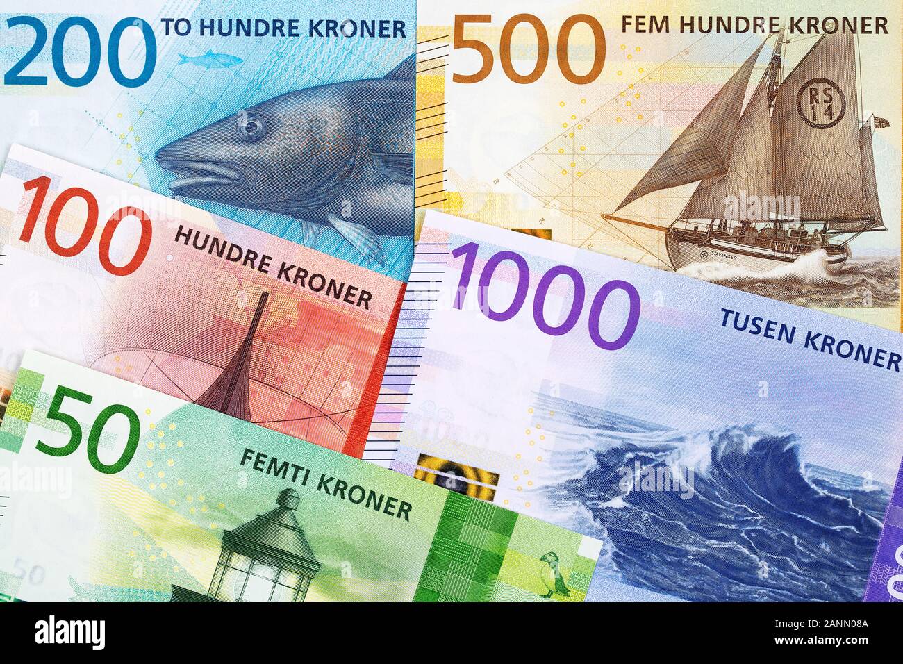 Denaro norvegese - Krone un background aziendale Foto Stock