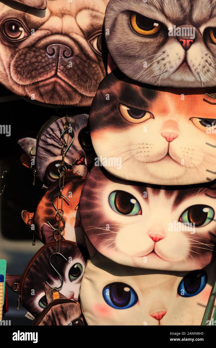 Seul,Corea-24 APR 2019: cute pet faccia display sacchetto sulla strada piccolo negozio Foto Stock