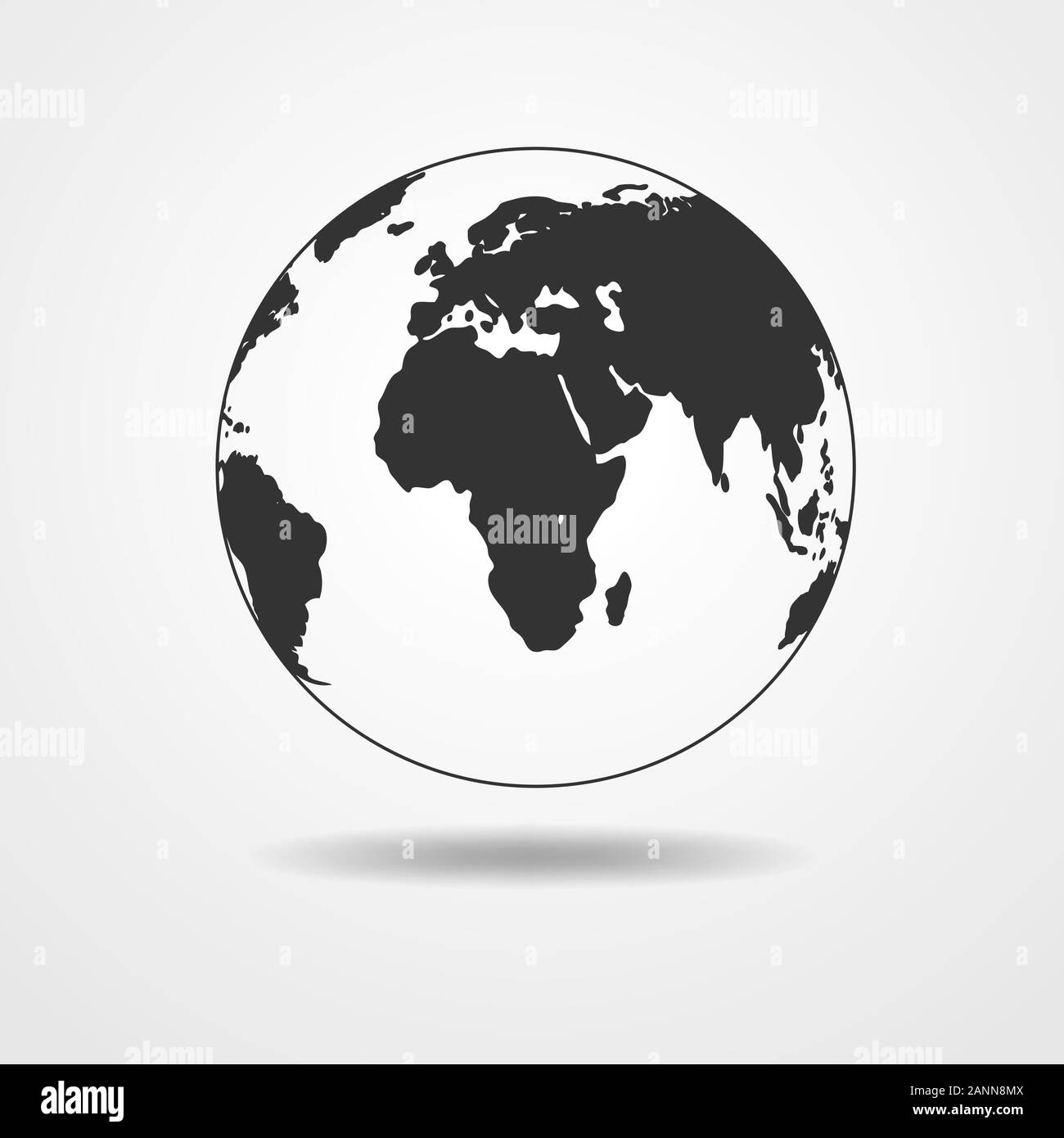 In bianco e nero il vettore globo terrestre isolato su bianco. Nero  semplice schema del globo. Globo Icona terra vettore Immagine e Vettoriale  - Alamy