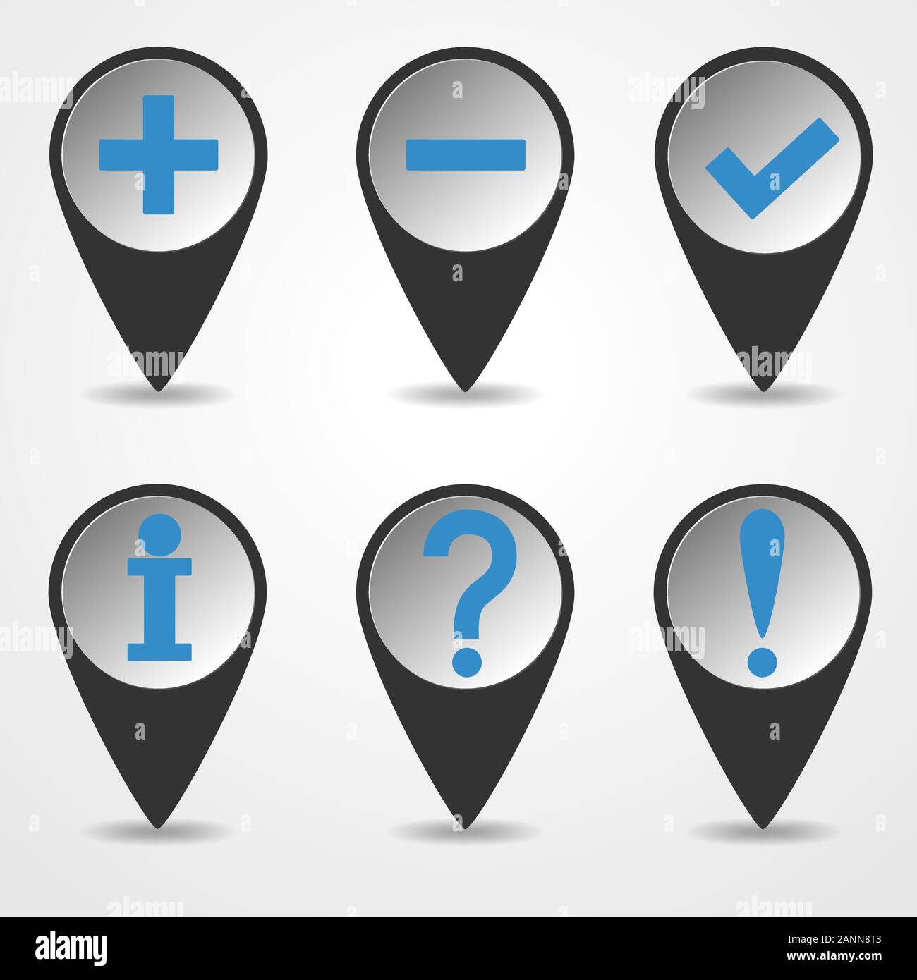 Set di marcatori di vettore per la mappa e piano con le icone di navigazione. Collezione di moderni i marcatori mappa - illustrazione vettoriale. Impostare la posizione dell'icona. Illustrazione Vettoriale