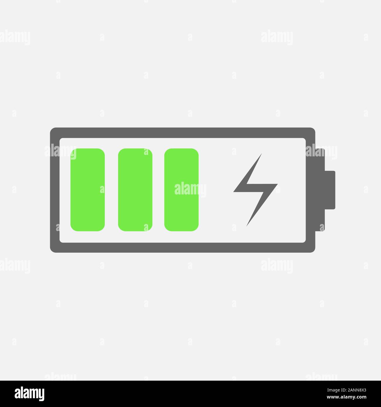 Icona della batteria in carica - illustrazione vettoriale. L'icona della batteria con un buon livello di carica. Illustrazione Vettoriale