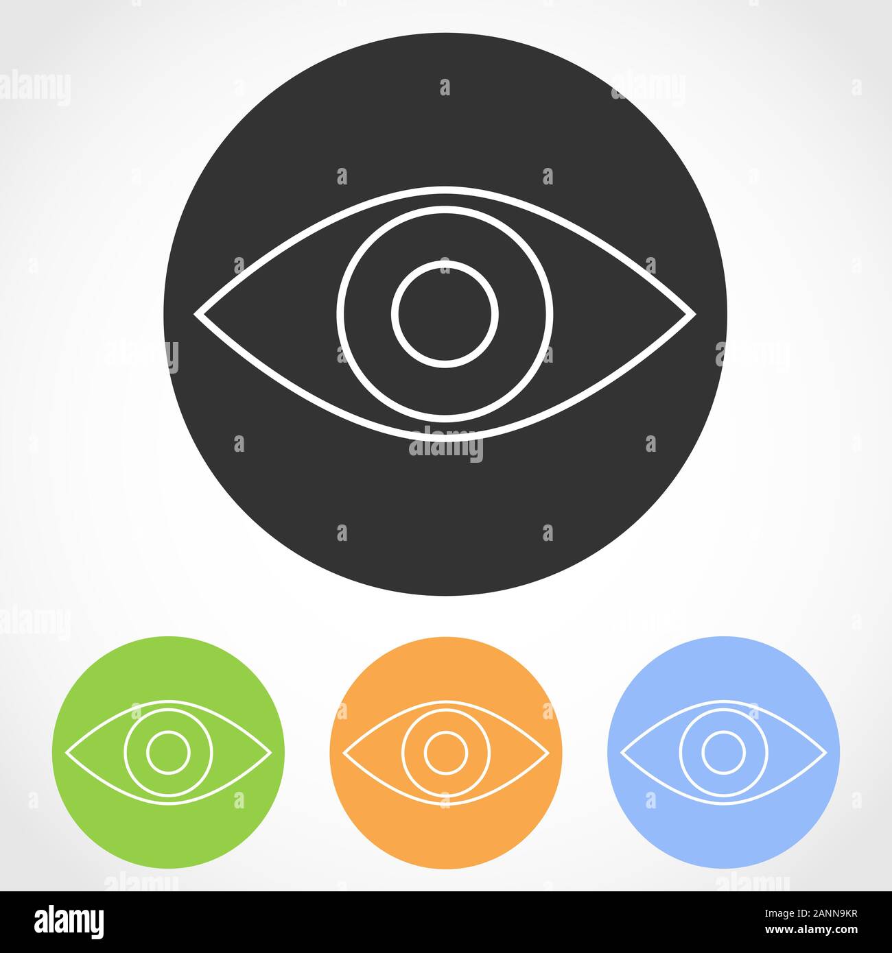 Semplice occhio icone - illustrazione vettoriale. Set di Occhiello piatto icone in quattro versioni di colore. Visualizza concept Illustrazione Vettoriale