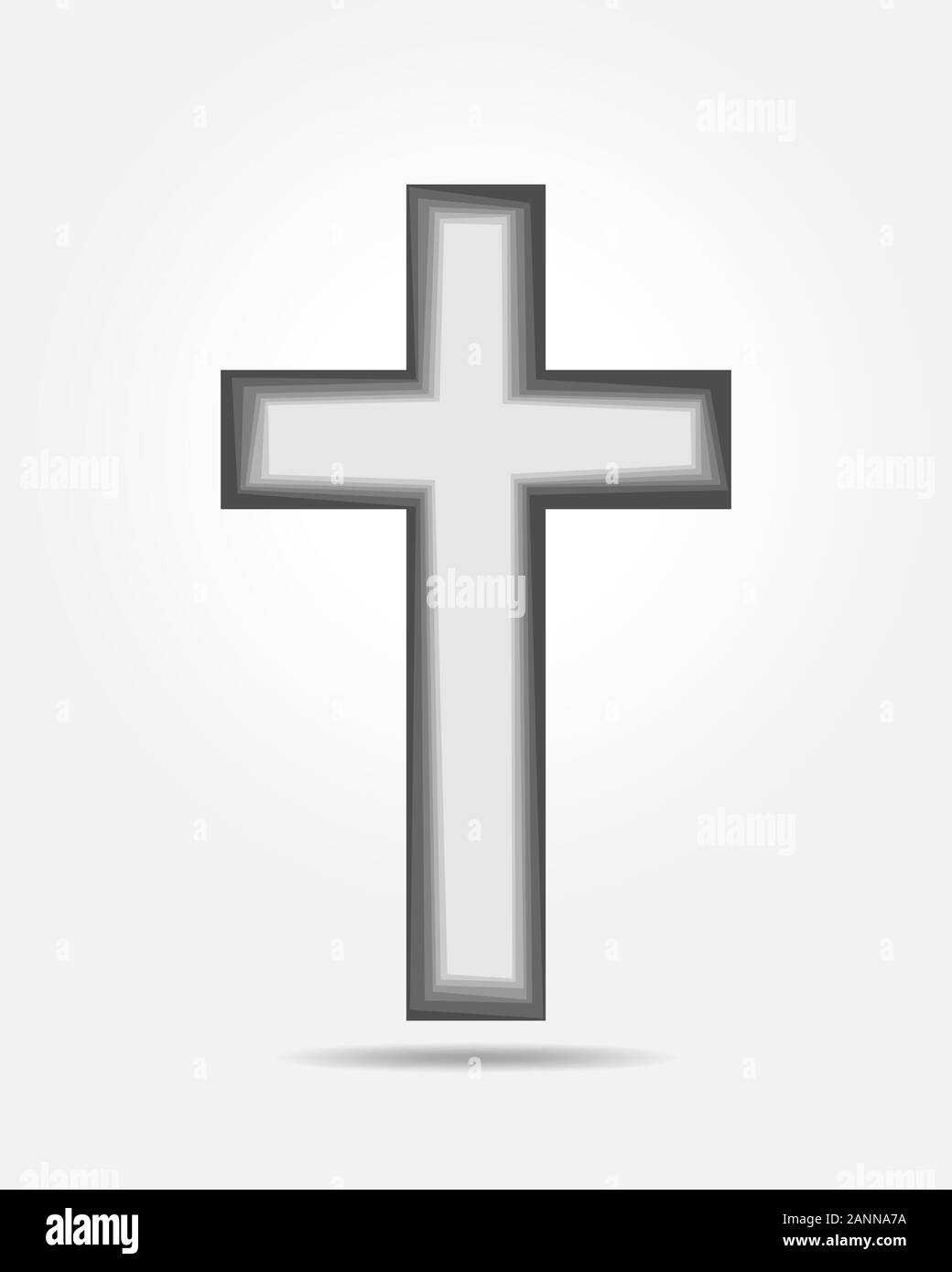 Icona a forma di croce - piatto immagine vettoriale. Nero semplice croce cristiana - illustrazione vettoriale. Illustrazione Vettoriale