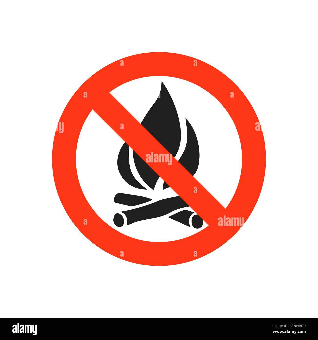Segno non incendio. Divieto di aprire il simbolo di fiamma. Nessun segno dei falò. Arrestare il fuoco. No camp-segno di fuoco. Pericoloso incendio. Stock illustrazione vettoriale Illustrazione Vettoriale
