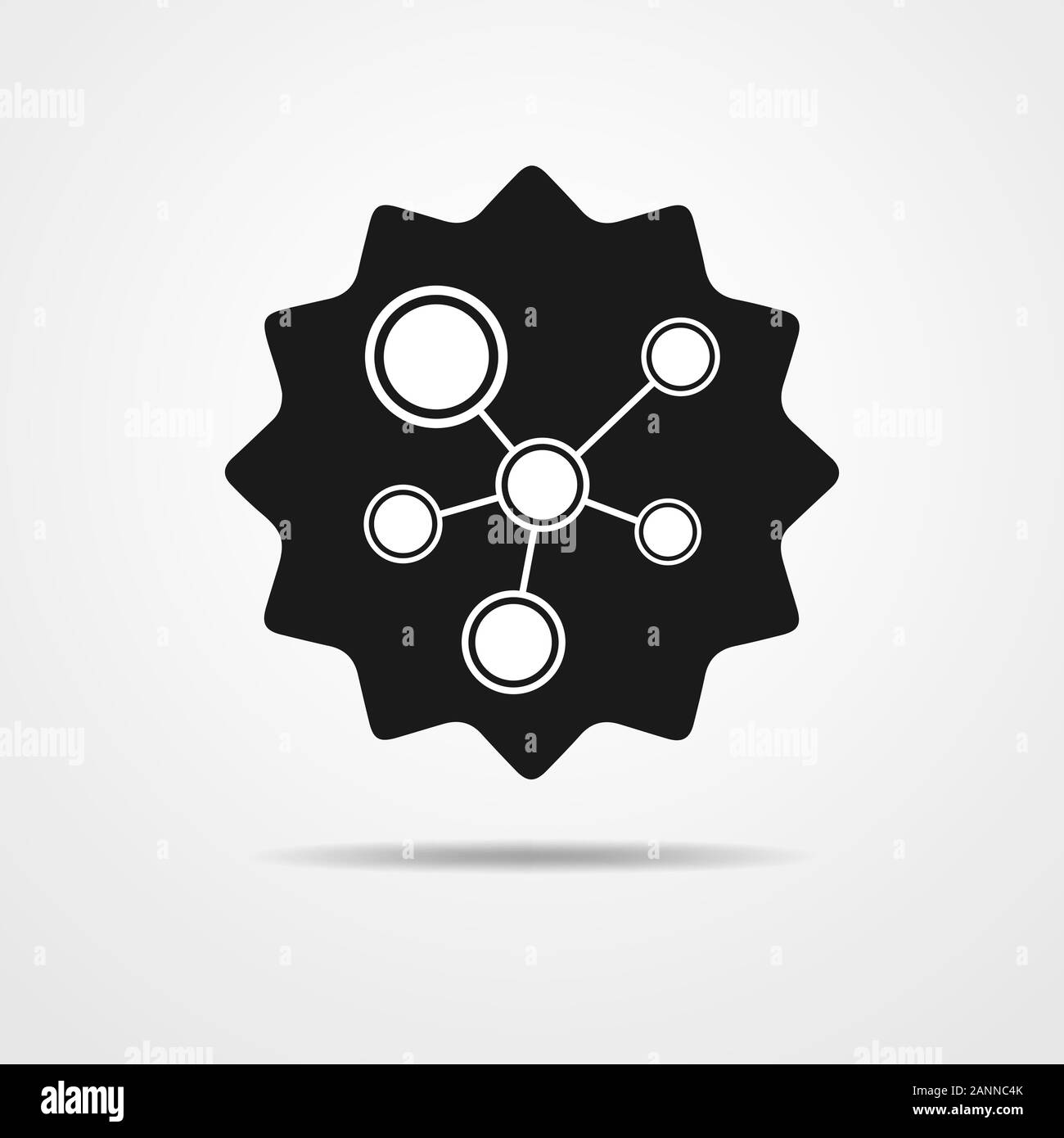 Rete sociale nero icona singola. La tecnologia globale o social network. Illustrazione Vettoriale