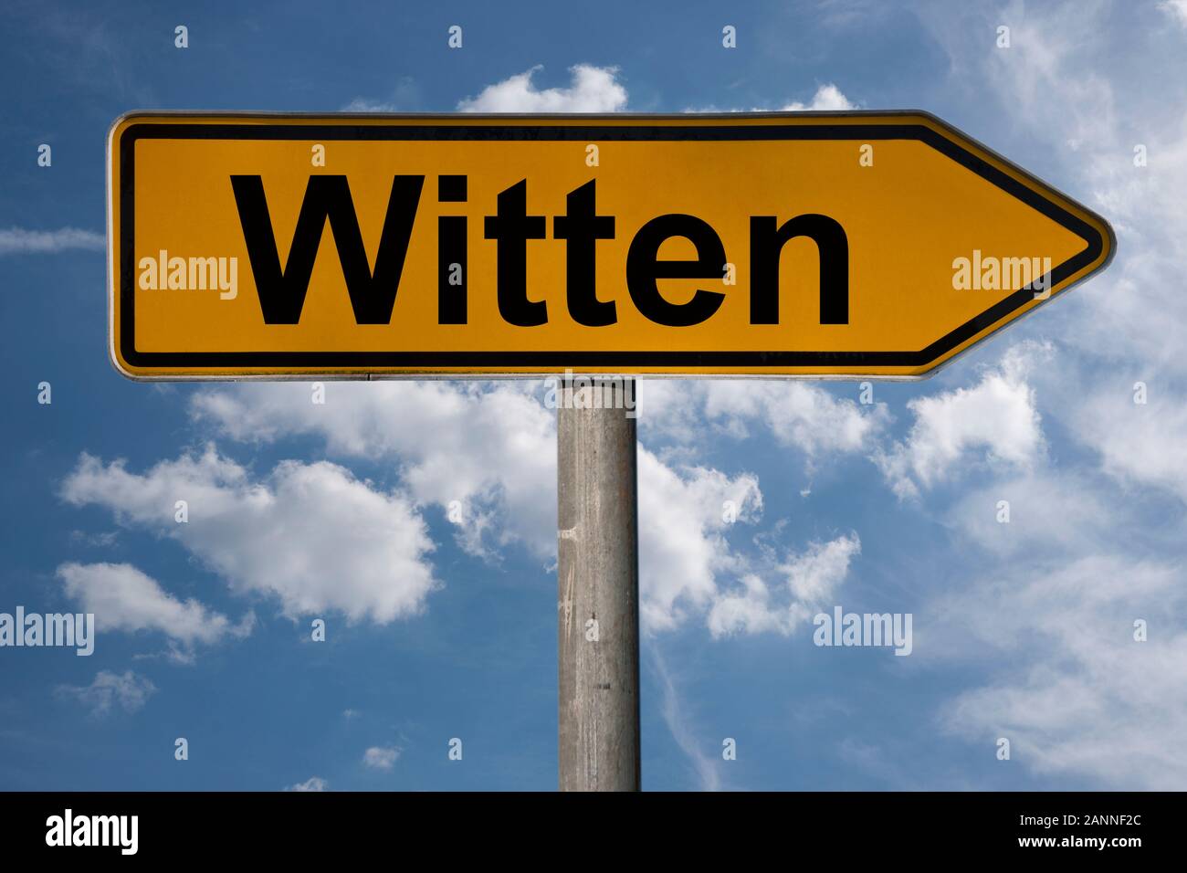 Dettaglio foto di un cartello con la scritta Witten, Renania settentrionale-Vestfalia, Germania, Europa Foto Stock