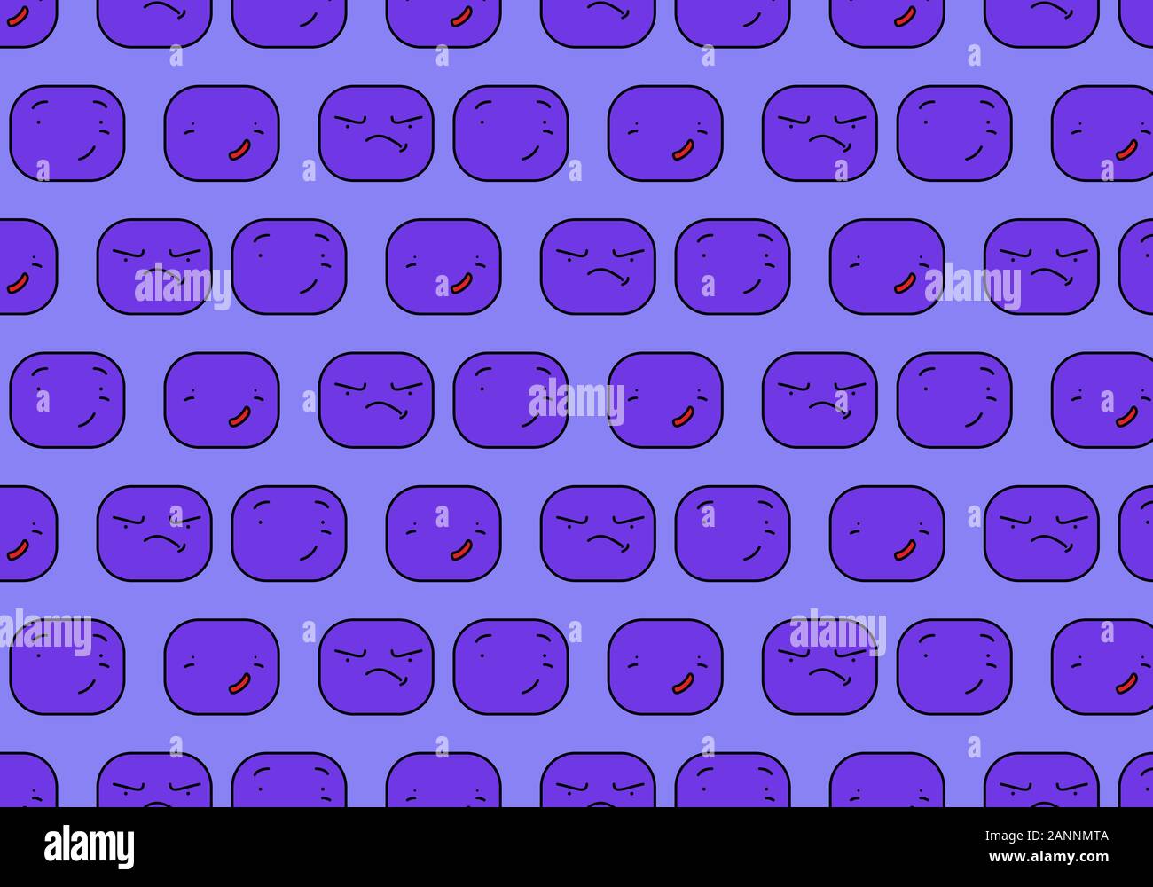 Cartoon facce espressioni disegno vettoriale. Modello di sorriso Illustrazione Vettoriale