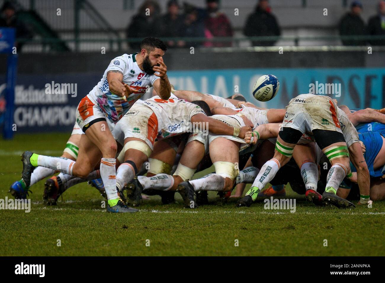 Treviso, Italia, 18 gen 2020, Tito Tebaldi (Treviso) durante la Benetton Treviso vs Leinster Rugby - Rugby Heineken Champions Cup - Credit: LPS/Ettore Grifoni/Alamy Live News Foto Stock