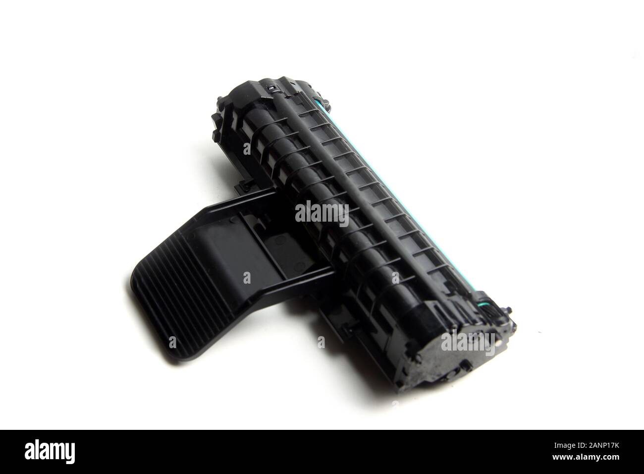 Il serbatoio di inchiostro isolati su sfondo bianco laici piana. Immagine contiene uno spazio di copia Foto Stock