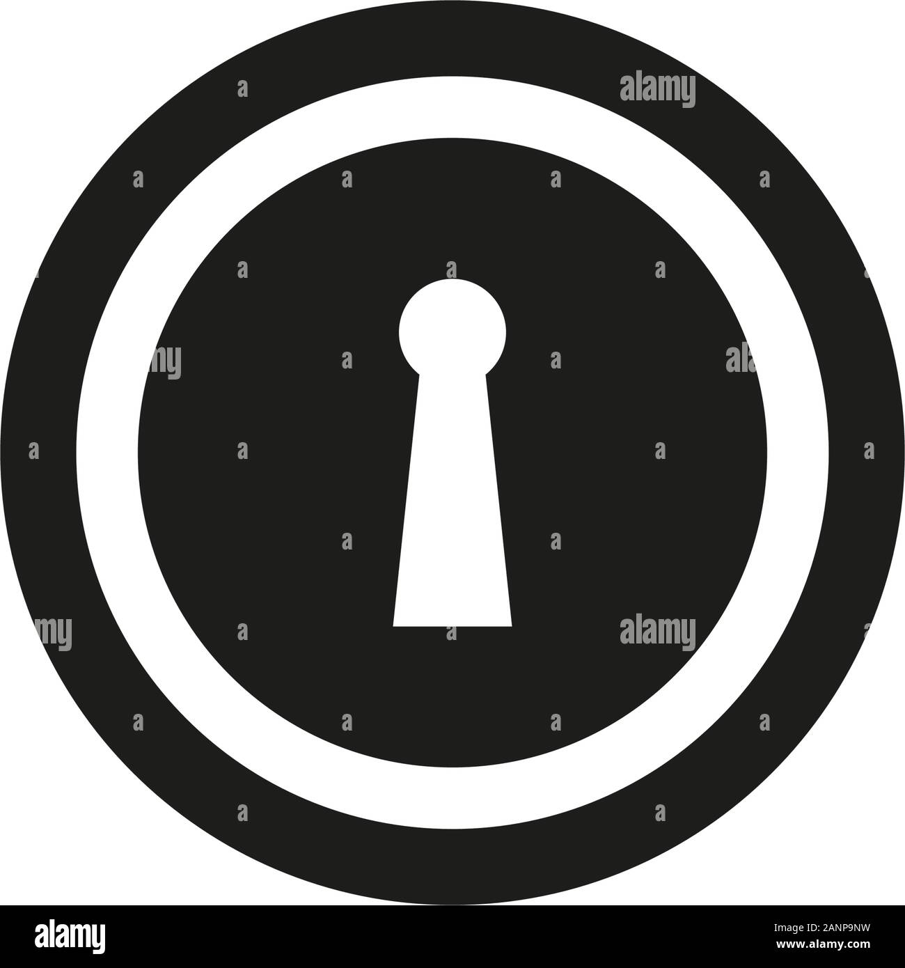Foro per la chiave del vettore icona piana in bianco e nero. icona vettore Illustrazione Vettoriale