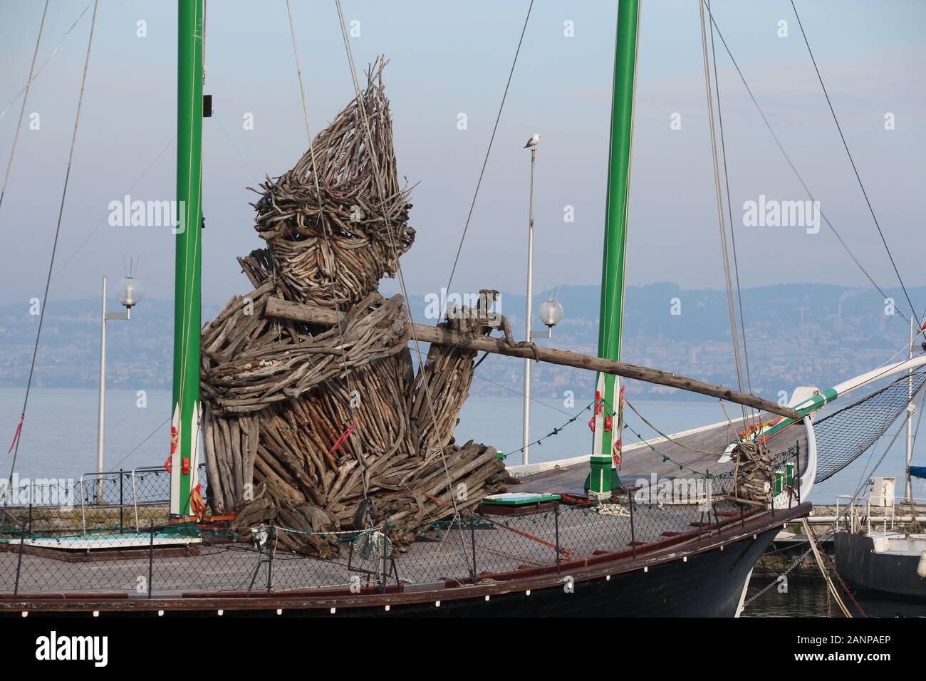 Flauto a giocare "Flottins' a Evian-les-Bains Foto Stock