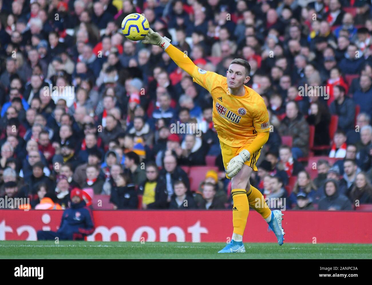 Londra, Inghilterra - Gennaio 18, 2020: Dean Henderson di Sheffield mostrato durante il 2019/20 Premier League tra Arsenal e Sheffield United FC all'Emirates Stadium. Foto Stock