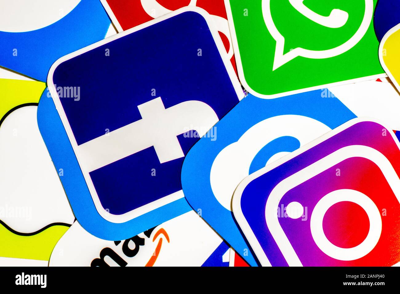 Los Angeles, California, Stati Uniti - 17 gennaio 2020: Sfondo di icone di social media, editoriale Illustrativo Foto Stock